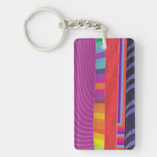 colourful wavy stripes - rectangle key ring
