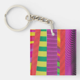 colourful wavy stripes - square key ring