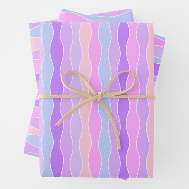 Colourful Wavy Stripes Wrapping Paper Sheet (In situ)