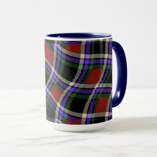 Colourful Wavy Tartan Pattern Green Red Purple Whi Mug