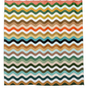 Colourful Wavy Zigzag Multicolored Pattern Shower Curtain