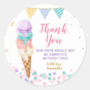 Colourful We Scream Four Ice Cream Fourth Birthday Classic Round Sticker
