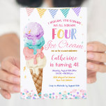 Colourful We Scream Four Ice Cream Fourth Birthday Invitation<br><div class="desc">Colourful We Scream Four Ice Cream Fourth Birthday Invitation</div>