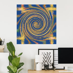 Colourful Weave Twirl Pattern Poster