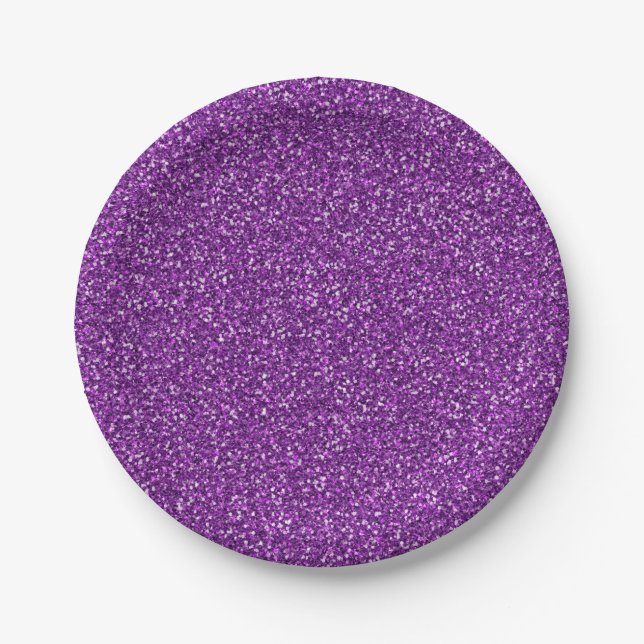 Colourful Wedding Anniversary Purple Glitter Paper Plate (Front)