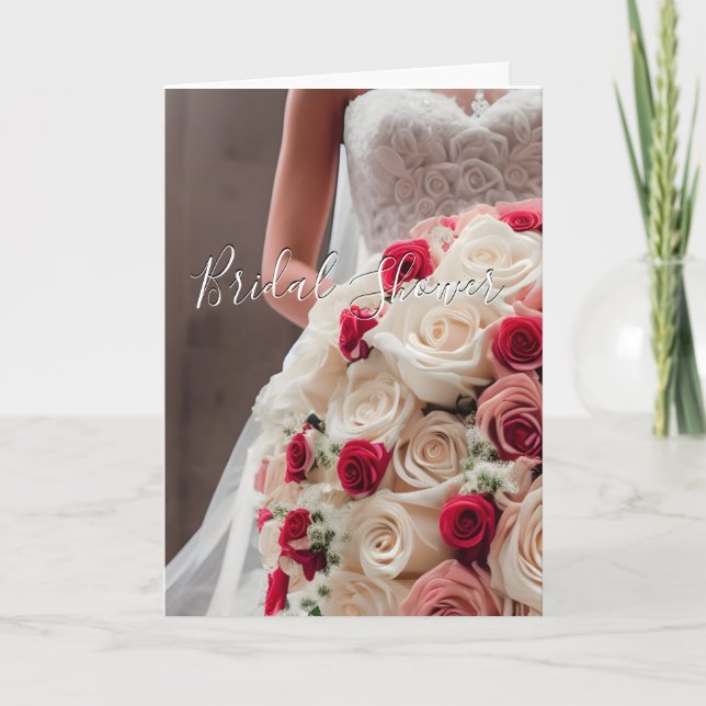Colourful Wedding Bridal Shower Floral Roses Card (Front)