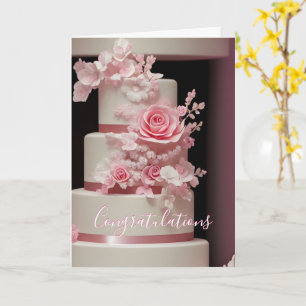Colourful Wedding Cake Congratulations Card