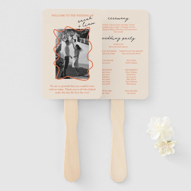 Colourful Wedding Ceremony Program Hand Fan (Front and Back)