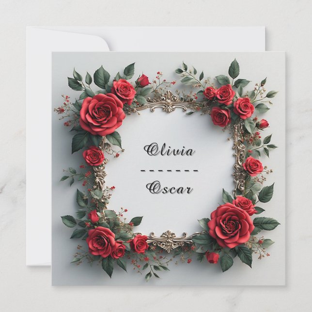 Colourful Wedding Floral Wreath Invitation (Front)