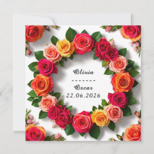 Colourful Wedding Floral Wreath Save The Date