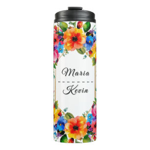 Colourful Wedding Floral Wreath Thermal Tumbler