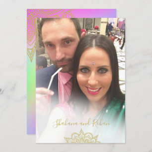 Colourful Wedding Gold Accents Modern Invitation