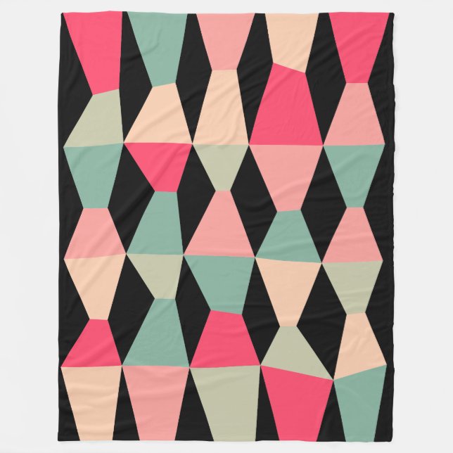 Colourful Wedges 161214c - on Black Fleece Blanket (Front)