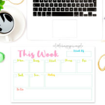 Colourful Weekly Calendar Planner Tear-off Notepad