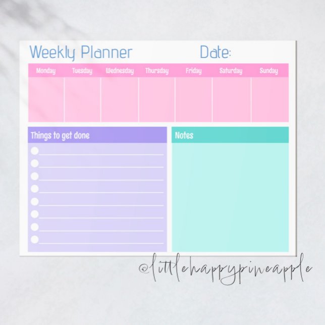 Colourful Weekly Planner Notepad (Creator Uploaded)