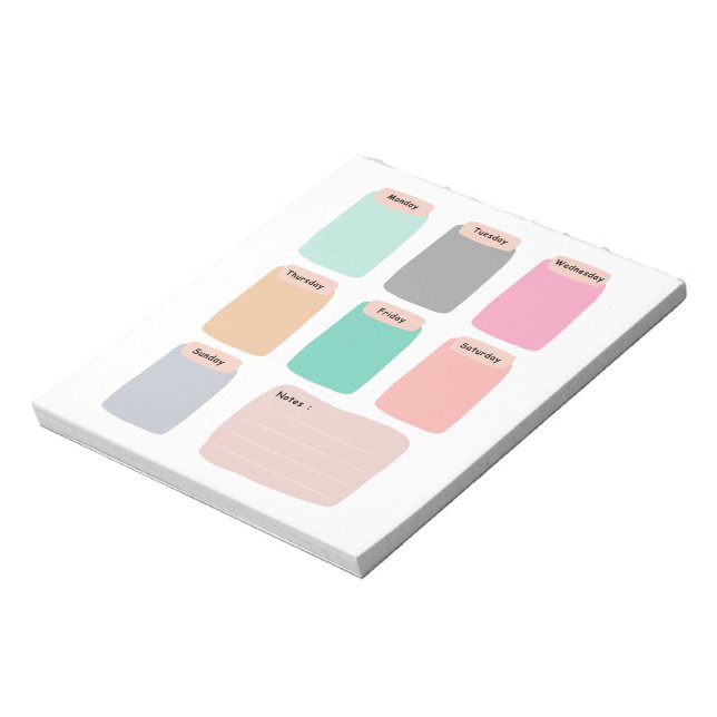 Colourful Weekly Planner Notepad (Rotated)