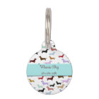 Colourful Weenie Dog Pet Name Tag