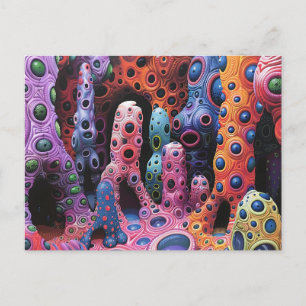 Colourful Weird Creatures Abstract Postcard