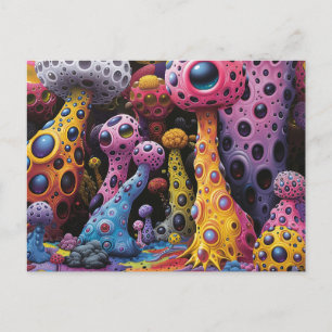 Colourful Weird Creatures Abstract Postcard