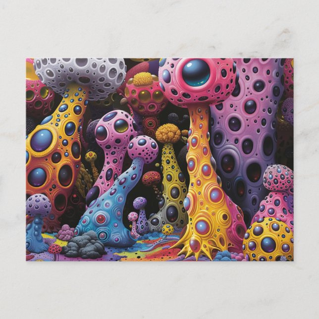 Colourful Weird Creatures Abstract Postcard (Front)