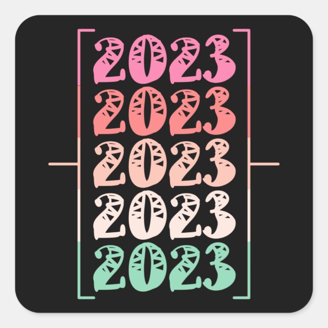Colourful Welcome 2023 Happy New Year Square Sticker (Front)