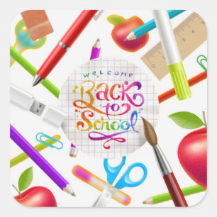 Colourful Welcome Back to School Square Square Sticker