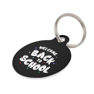 Colourful Welcome Back to School Typography Pet Tag