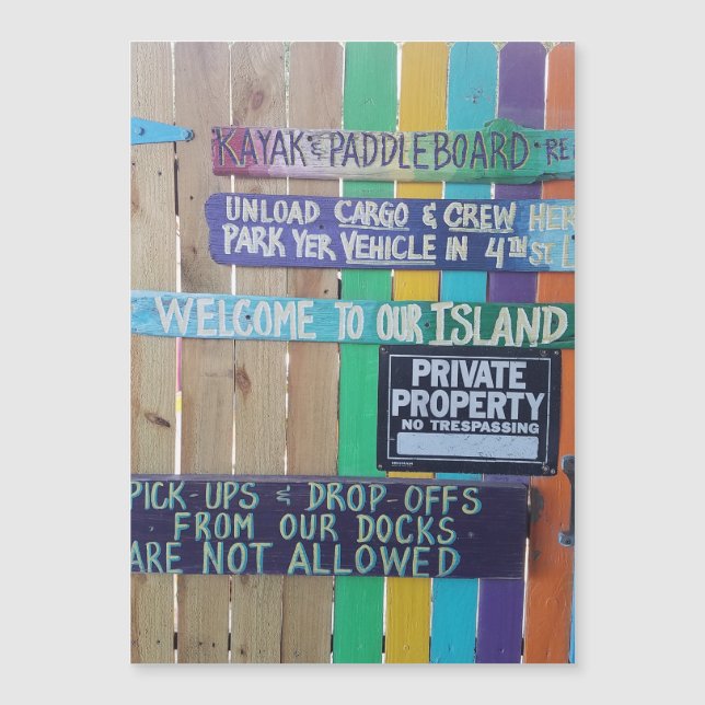 Colourful Welcome Island sign Carribean (Front)