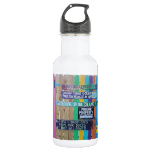 Colourful Welcome Island sign Carribean 532 Ml Water Bottle