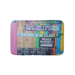 Colourful Welcome Island sign Carribean Bath Mat
