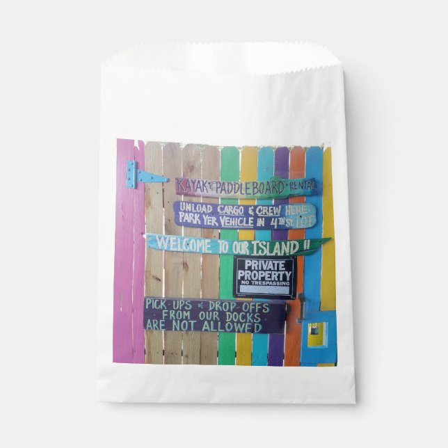 Colourful Welcome Island sign Carribean Favour Bags (Front)