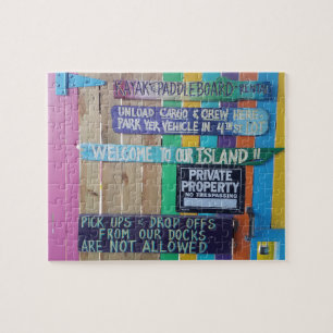 Colourful Welcome Island sign Carribean Jigsaw Puzzle