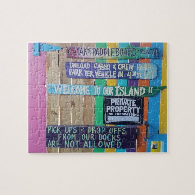 Colourful Welcome Island sign Carribean Jigsaw Puzzle (Horizontal)