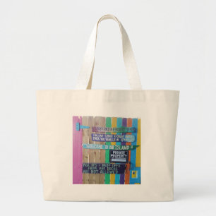 Colourful Welcome Island sign Carribean Large Tote Bag