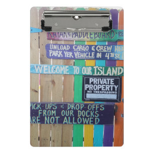 Colourful Welcome Island sign Carribean Mini Clipboard