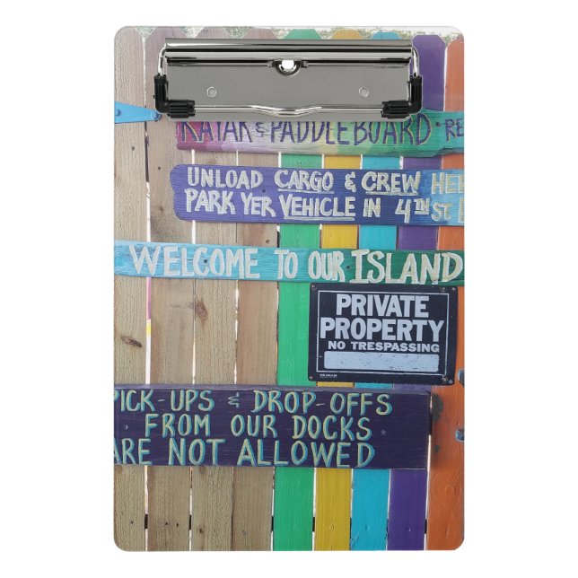 Colourful Welcome Island sign Carribean Mini Clipboard (Front)