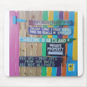 Colourful Welcome Island sign Carribean Mouse Mat