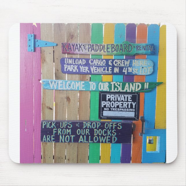 Colourful Welcome Island sign Carribean Mouse Mat (Front)