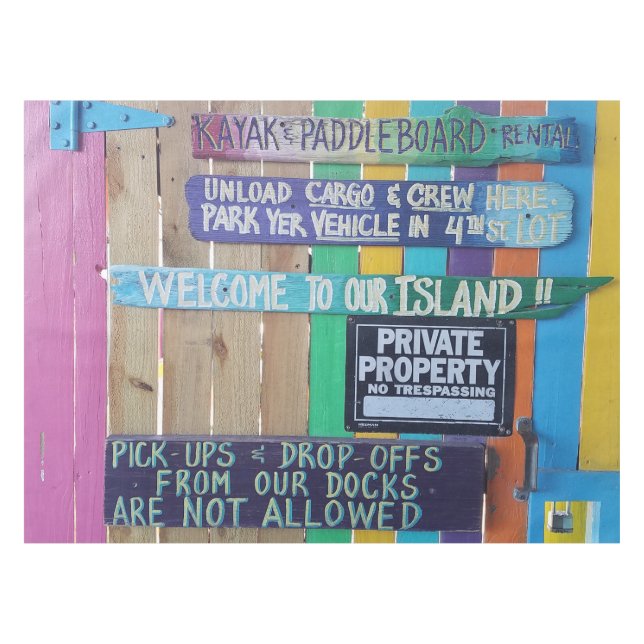 Colourful Welcome Island sign Carribean Tablecloth (Front (Horizontal))