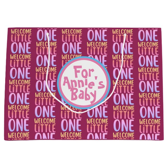 Colourful "Welcome Little One" Baby Shower Large Gift Bag (Front)