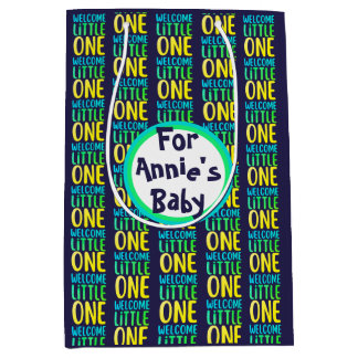 Colourful "Welcome Little One" Baby Shower Medium Gift Bag