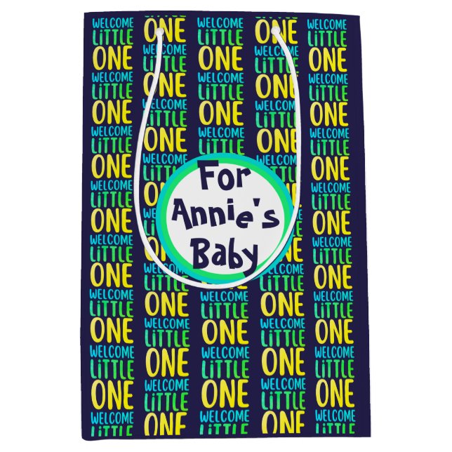 Colourful "Welcome Little One" Baby Shower Medium Gift Bag (Front)