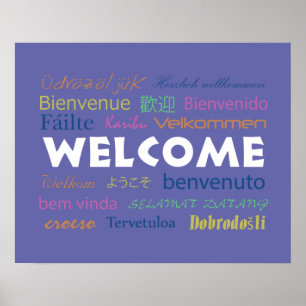 Colourful Welcome Many Languages Modern Perwinkle  Poster