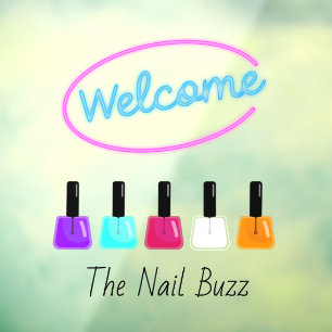 Colourful Welcome Nail Salon Sign Window Cling