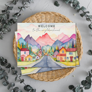 Colourful Welcome to the Neighbourhood Mountains Postcard