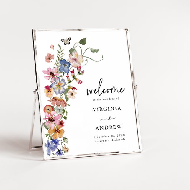 Colourful Welcome Wedding Poster (Colorful Wildflowers Welcome Wedding Poster by Painted Paperie
)