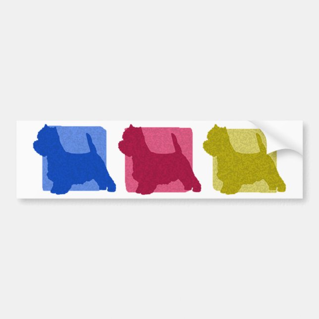Colourful West Highland White Terrier Silhouettes Bumper Sticker (Front)
