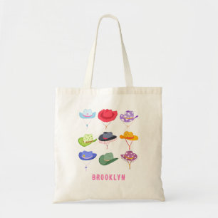Colourful Western Cowgirl Hat Personalised Tote Ba
