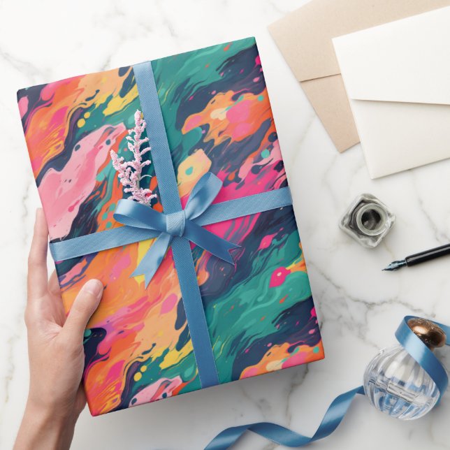 Colourful Wet Paint Pattern Wrapping Paper (Gifting)