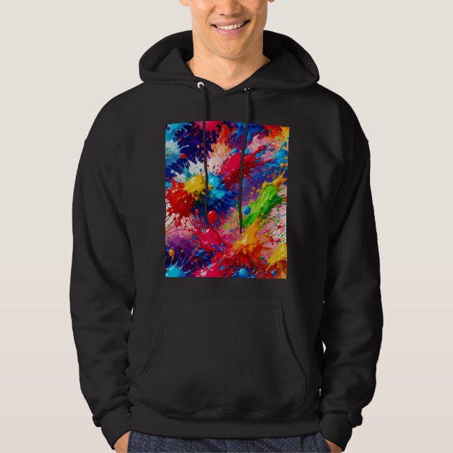 Colourful Wet Paint Splash Design Hoodie (Front)